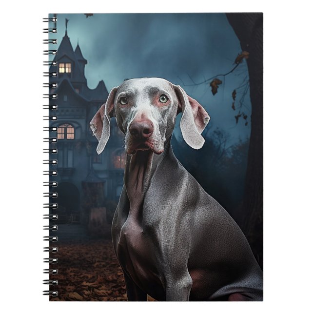 Weimaraner Halloween Skräckinjagande Anteckningsbok (Framsidan)