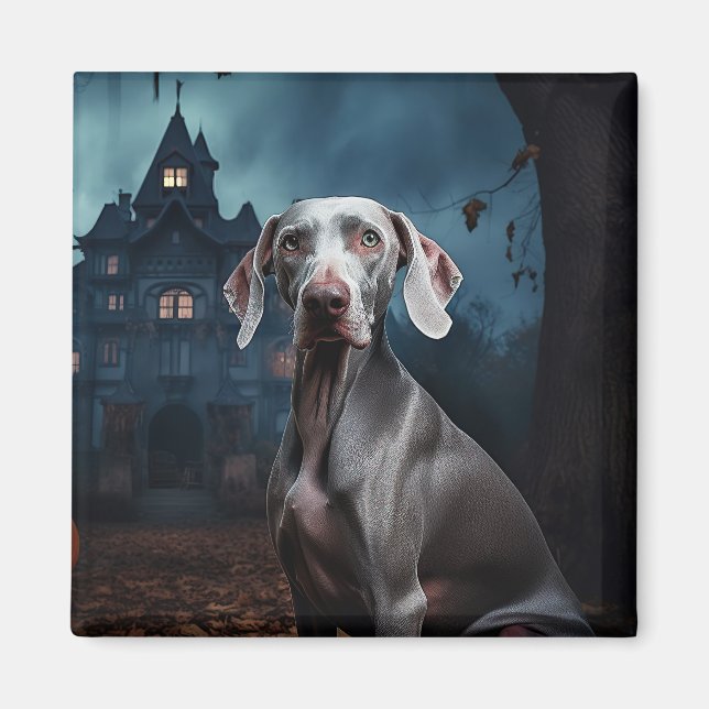 Weimaraner Halloween Skräckinjagande Magnet (Framsidan)