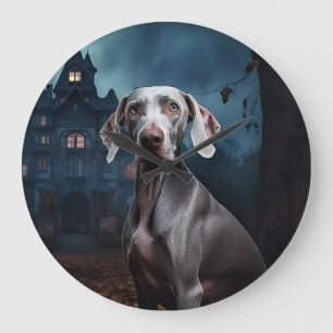 Weimaraner Halloween Skräckinjagande Stor Klocka