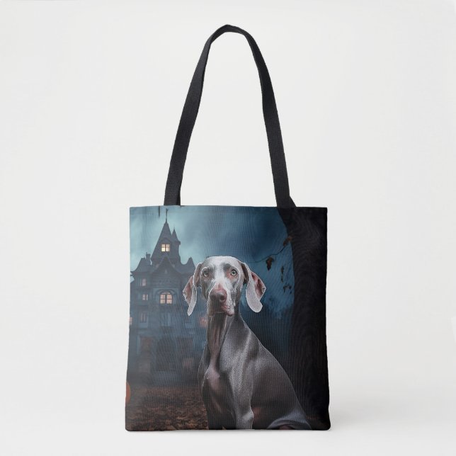 Weimaraner Halloween Skräckinjagande Tygkasse (Framsida)