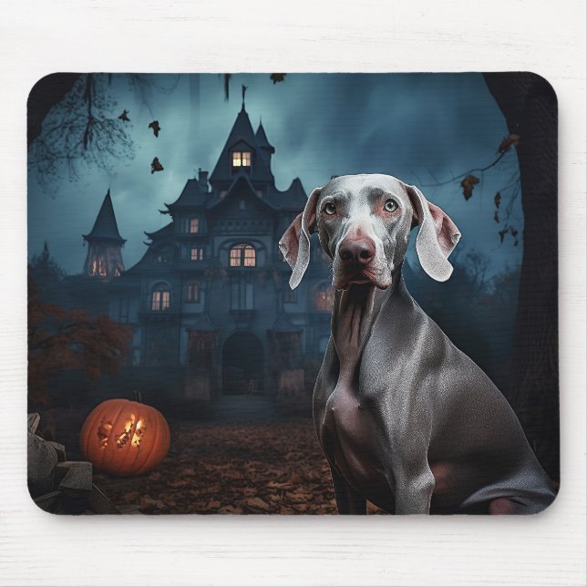 Weimaraner Halloween skrämmande Musmatta (Framsidan)