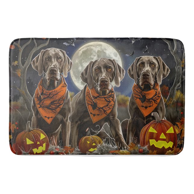 Weimaraner Halloween Spooky Badrumsmatta (Framsidan)
