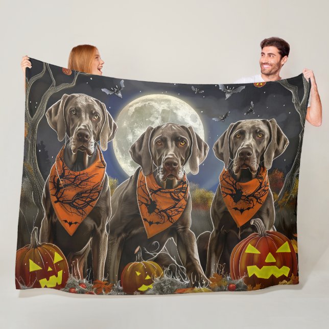 Weimaraner Halloween Spooky Fleecefilt (På plats)