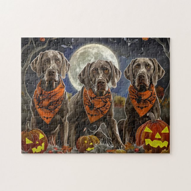 Weimaraner Halloween Spooky Pussel (Horisontell)