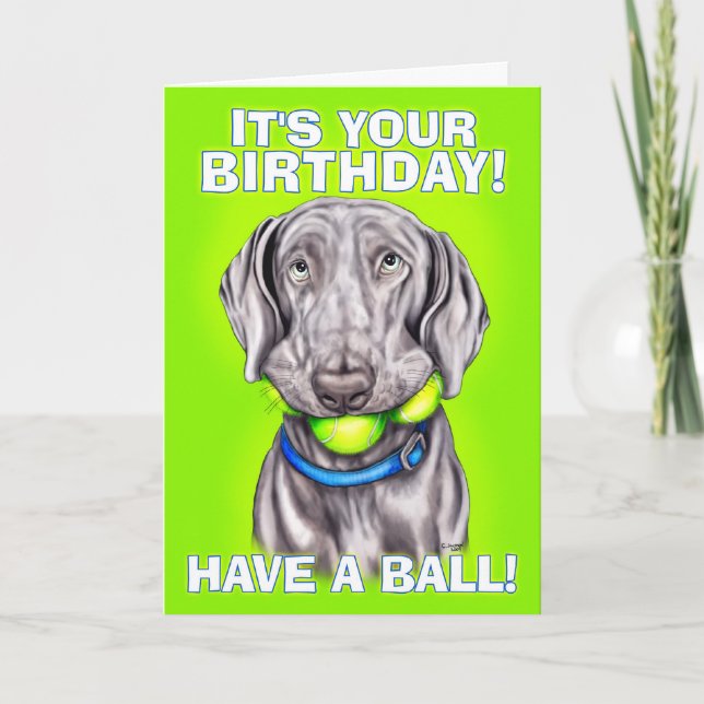 Weimaraner har Boll Kort (Framsida)