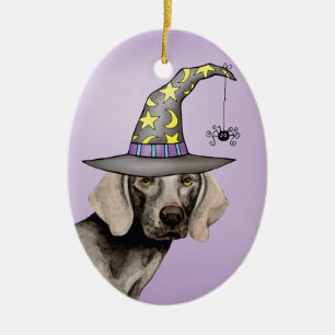 Weimaraner häxa julgransprydnad keramik