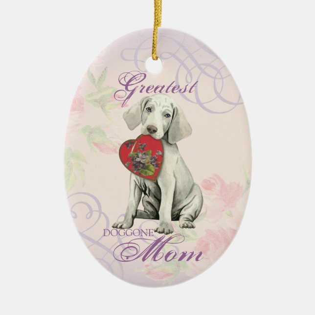 Weimaraner Heart Mamma Ceramic Ornament (Framsidan)