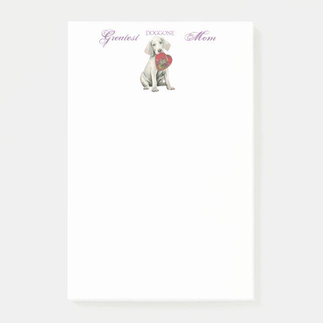 Weimaraner Heart Mamma Post-it Block (Framsida)