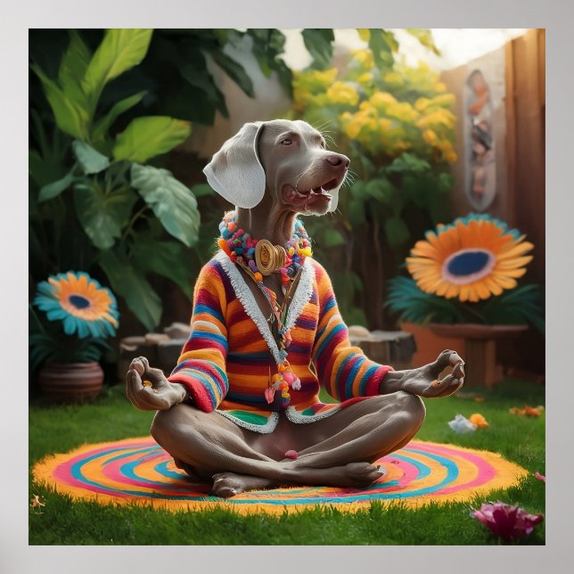 Weimaraner Hippie Meditation Session Zen Garden Poster (Framsidan)