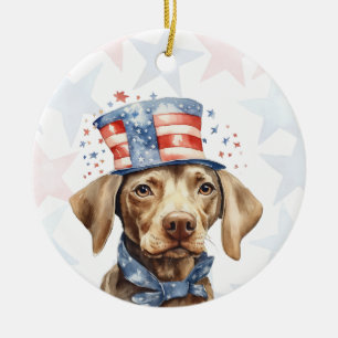 Weimaraner Hund, 4 juli Personlig Julgransprydnad Keramik