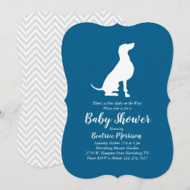 Weimaraner Hund Baby Shower Boy Blue Inbjudningar