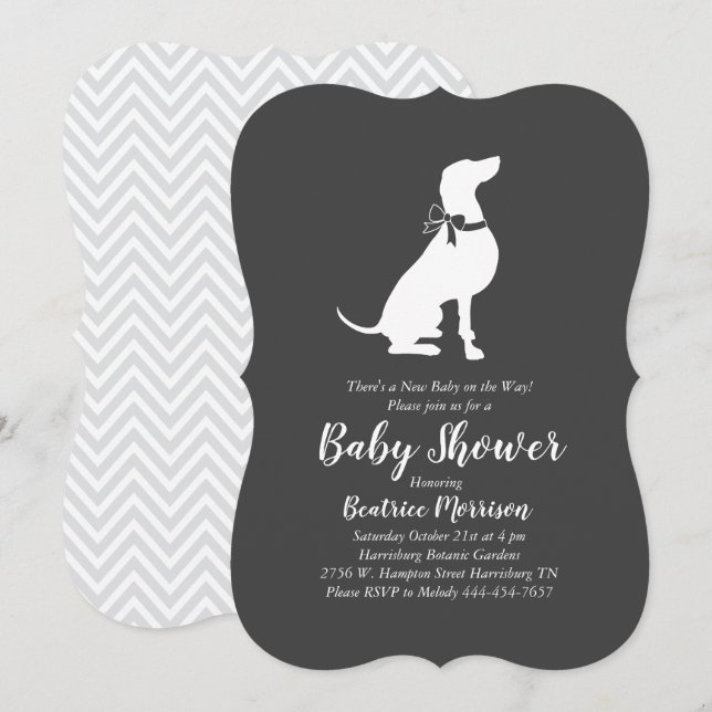 Weimaraner Hund Baby Shower Gender Neutral Inbjudningar (Fram/baksida)