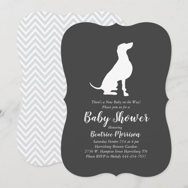 Weimaraner Hund Baby Shower Gender Neutral Inbjudningar (Fram/baksida)