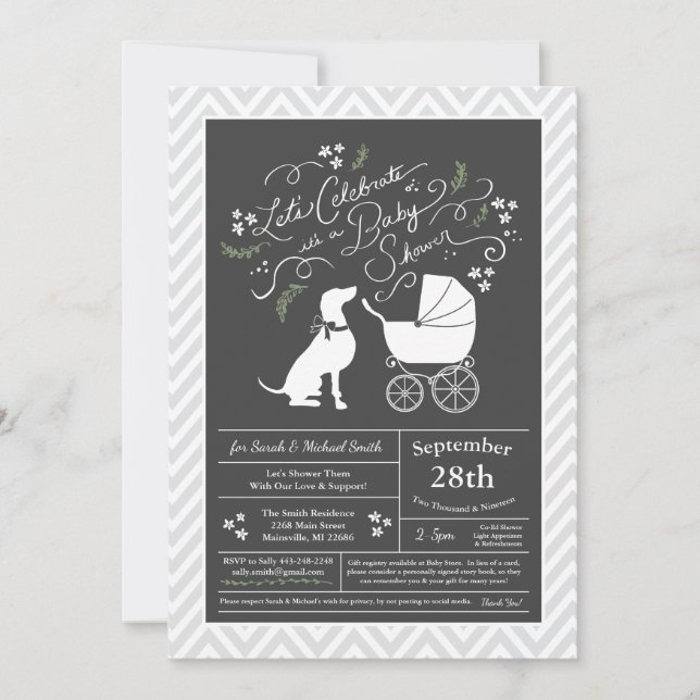 Weimaraner Hund Baby Shower Gender Neutral Inbjudningar (Framsida)