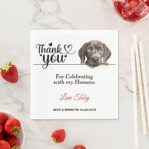 Weimaraner Hund Bröllop Tack Pappersservett