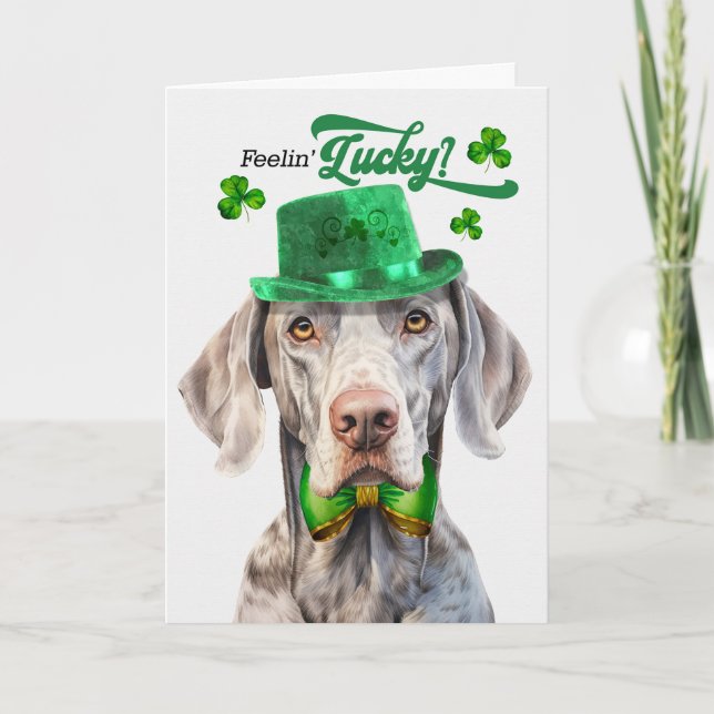 Weimaraner Hund Feelin'Lucky St patrick's day Helgkort (Framsida)