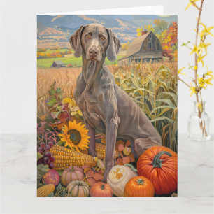 Weimaraner Hund Höstskörd Tacksägelse Kort