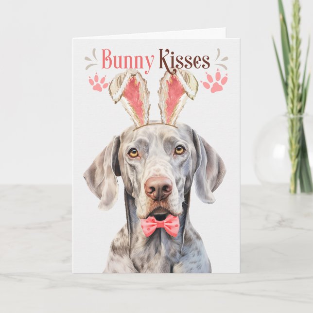 Weimaraner Hund i Bunny Öron för Påsk Helgkort (Framsida)