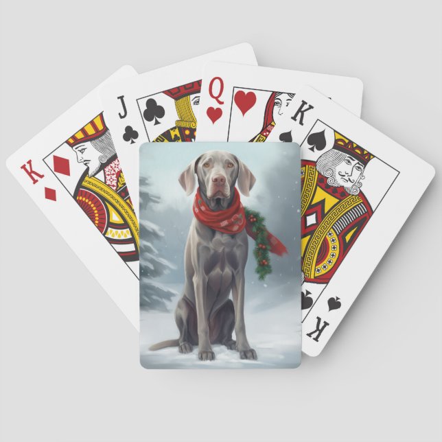 Weimaraner Hund i Snö jul Casinokort (Baksidan)