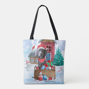Weimaraner Hund i snö julhus Hund House Tygkasse