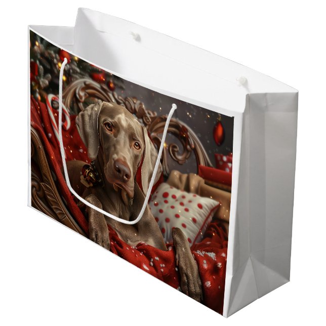 Weimaraner Hund Jul Festlig (Framsidan Vinklad)