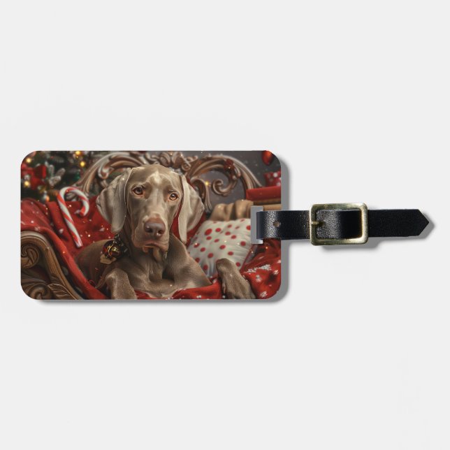 Weimaraner Hund Jul Festlig Bagagebricka (Horisontell Framsida)