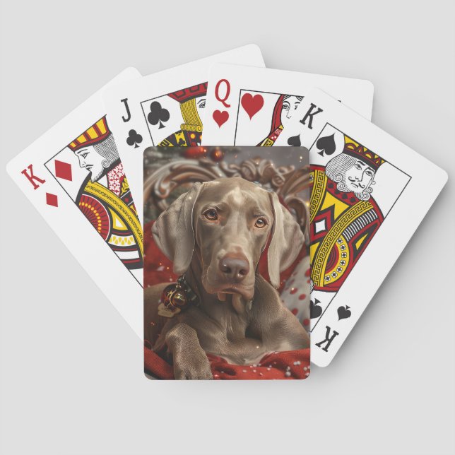 Weimaraner Hund Jul Festlig Casinokort (Baksidan)
