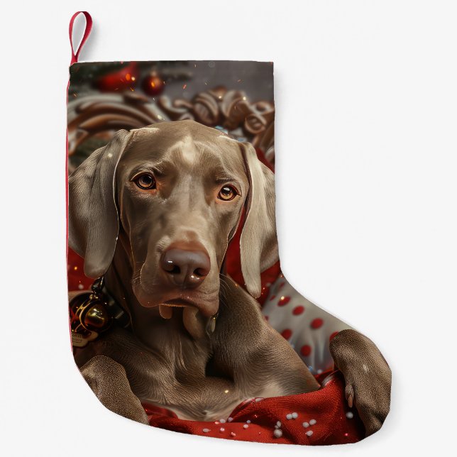 Weimaraner Hund Jul Festlig Liten Julstrumpa (Framsidan)