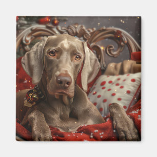 Weimaraner Hund Jul Festlig Magnet