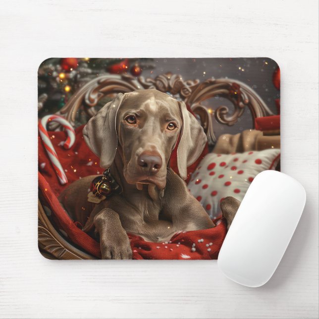Weimaraner Hund Jul Festlig Musmatta (Med mus)