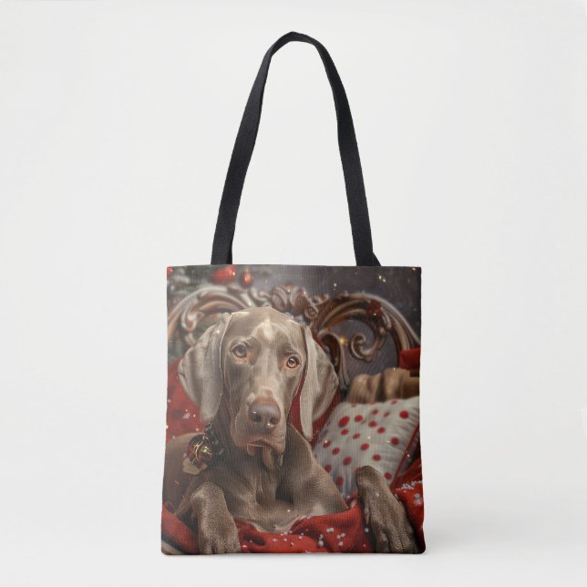 Weimaraner Hund Jul Festlig Tygkasse (Framsida)