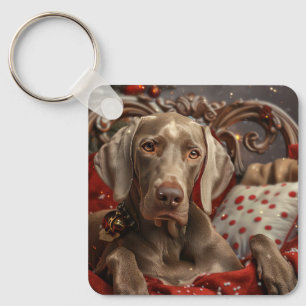 Weimaraner Hund jul - julhelg Nyckelring