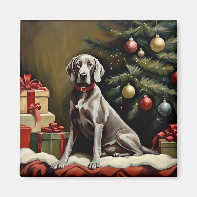 Weimaraner hund jul magnet (Framsidan)