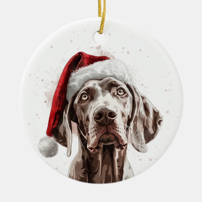 Weimaraner Hund Jul Personlig Julgransprydnad Keramik (Framsidan)