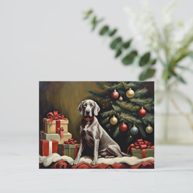 Weimaraner hund jul vykort (Stående Fram)
