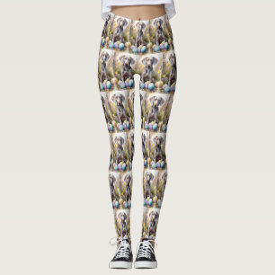 Weimaraner Hund med Påskägg Semester Leggings