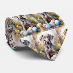 Weimaraner Hund med Påskägg Semester Slips