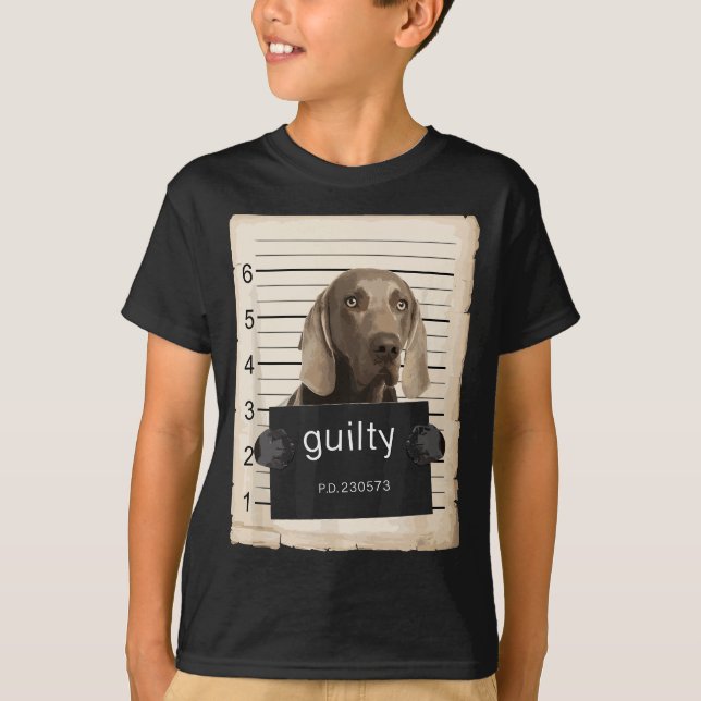 Weimaraner Hund mugg sköt illa hund T Shirt (Framsida)