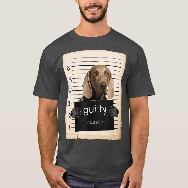 Weimaraner Hund mugg sköt illa hund T Shirt (Framsida)
