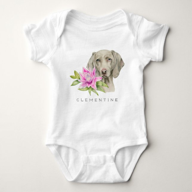 Weimaraner hund- och liljavattenfärg | tillfogar t shirt (Framsida)