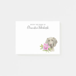 Weimaraner Hund och Lily Watercolor| Lägg till dit Post-it Block