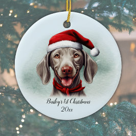 Weimaraner Hund Personlig Första jul Julgransprydnad Keramik