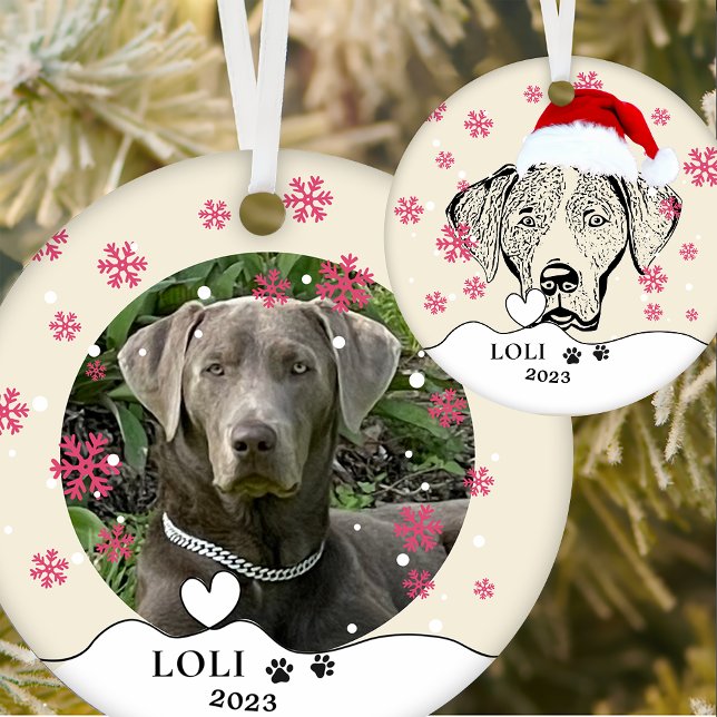 Weimaraner Hund Personlig Hand Teckning Julgransprydnad Keramik (Skapare uppladdad)
