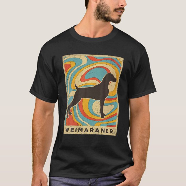 Weimaraner Hund Retro-Vintage T Shirt (Framsida)