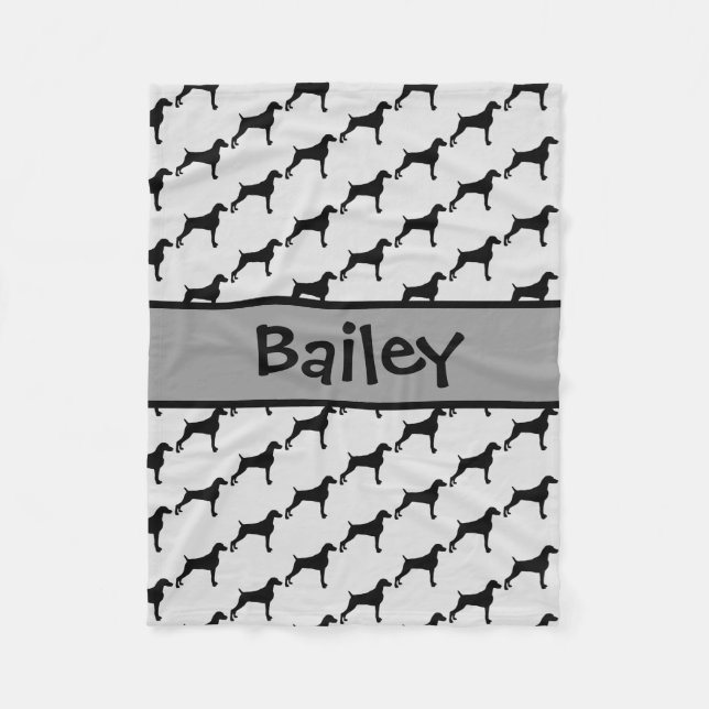 Weimaraner Hund Silhouette ANPASSNINGSBAR Fleecefilt (Framsidan)