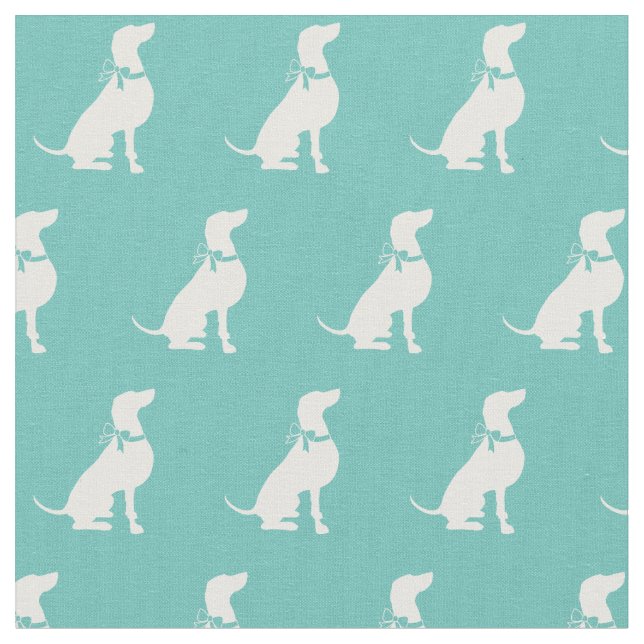 Weimaraner Hund Silhouette Pet Teal Tyg (Närbild)
