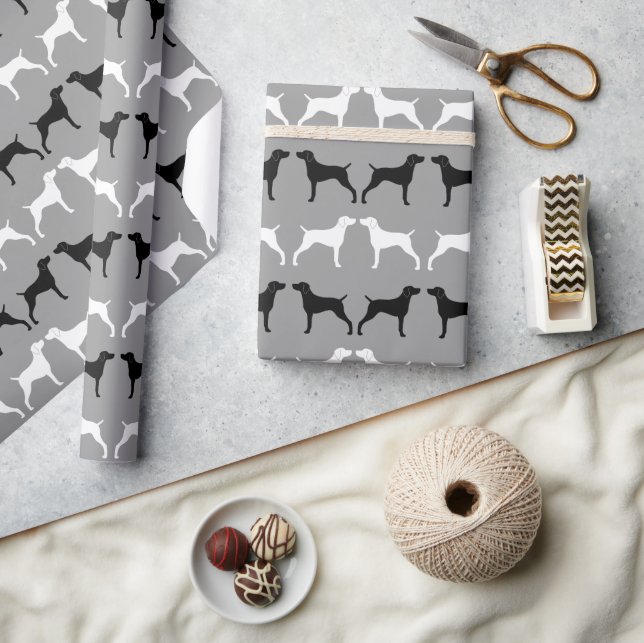 Weimaraner Hund Silhouettes Mönster Presentpapper (Hantverk)