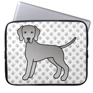 Weimaraner Hund Söt Tecknad Illustration Och Tassa Laptop Fodral