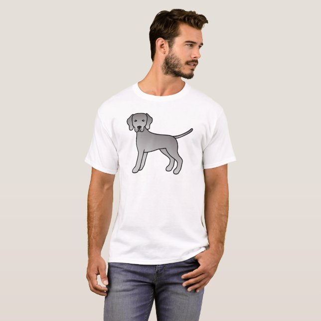 Weimaraner Hund Söt Tecknad Illustration T Shirt (Hel framsida)