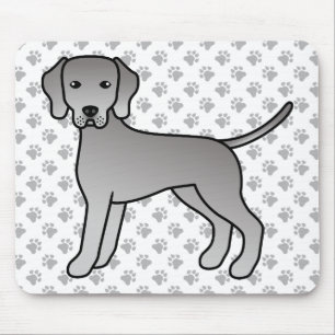 Weimaraner Hund Söt Tecknad Illustration & Tass Musmatta